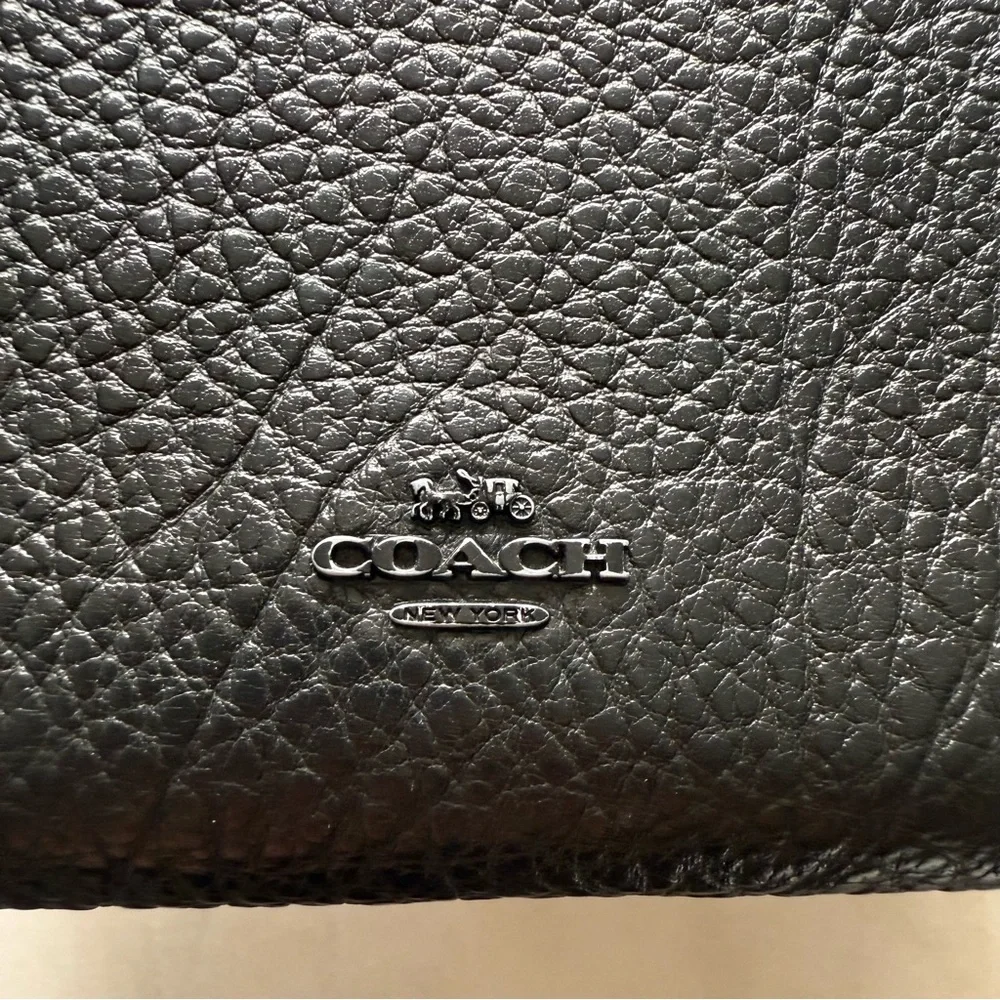 COACH Faye Crossbody Purse Bag All Black Pebbled Leather Flap F1880-F22349 - Picture 4 of 15